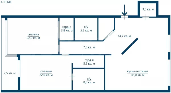 Продажа квартиры площадью 146.4 м² 4 этаж в SMOLENSKY DE LUXE по адресу Хамовники, 1-й Смоленский пер., 21